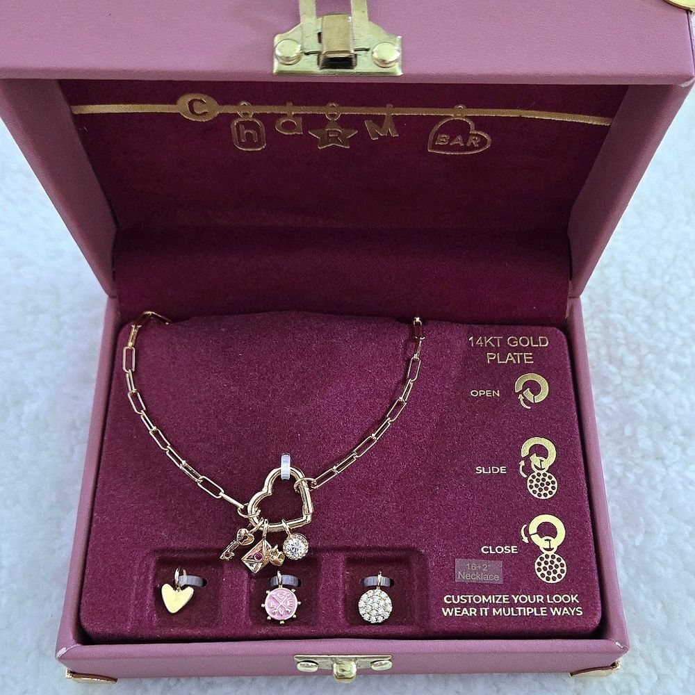 Charm Bar Interchangeable Love❤️ Charms Necklace - NIB